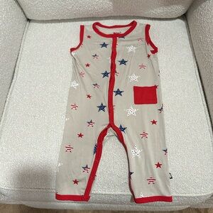 Kyte Baby romper.  Red, white, and blue.